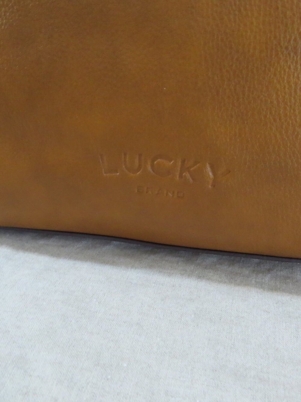 Lucky Brand Large Tan Faux Leather Tote Shoulder Crossbody Bag - Picture 5 of 16